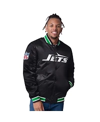Starter Men's Green/Black New York Jets Closer Reversible Satin Full-Snap Jacket
