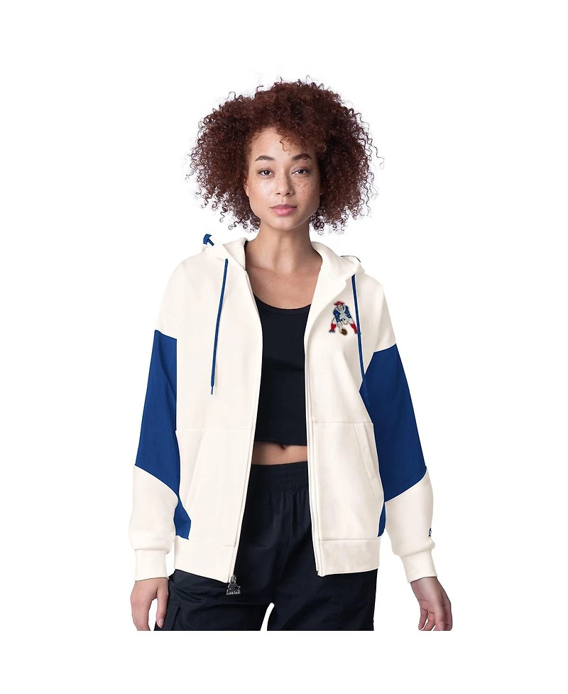 Starter Women's White New England Patriots Scrimmage Full-Zip Hoodie