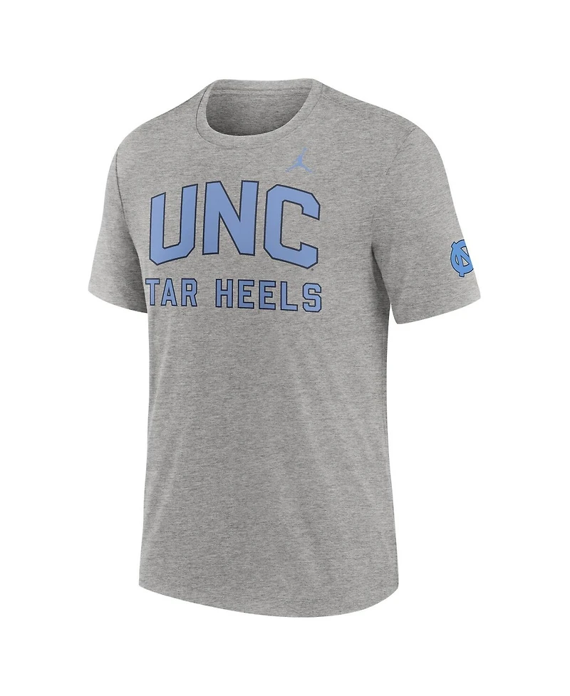 Jordan Men's Heather Gray North Carolina Tar Heels Campus Collegiate Block Tri-Blend T-Shirt