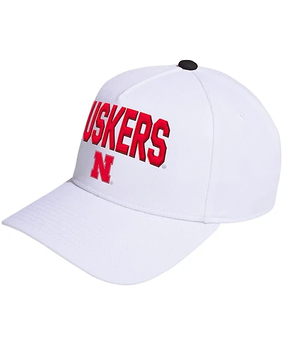 Adidas Men's and Women's White Nebraska Huskers Locker Room A-Frame Adjustable Hat