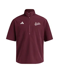 Adidas Men's Maroon Mississippi State Bulldogs Woven Quarter-Zip Short Sleeve Pullover Sweatshirt