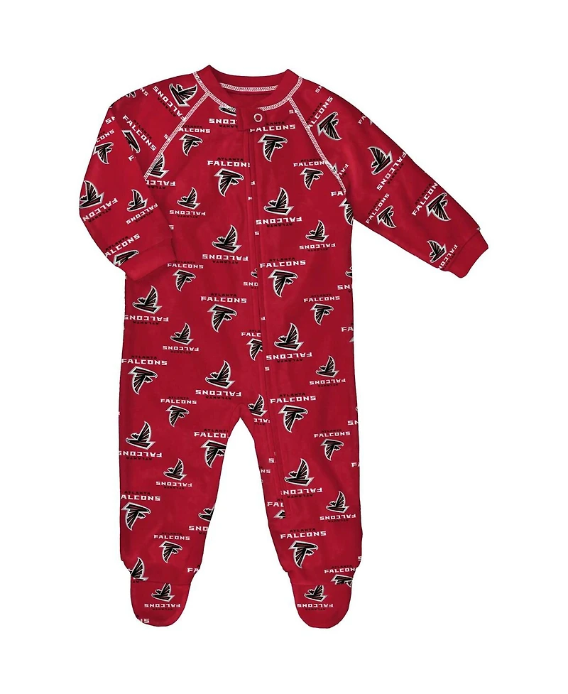 Outerstuff Infant Red Atlanta Falcons Allover Print Raglan Full-Zip Sleeper