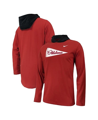 Nike Big Boys and Girls Crimson Oklahoma Sooners Sideline Performance Long Sleeve Hoodie T-Shirt