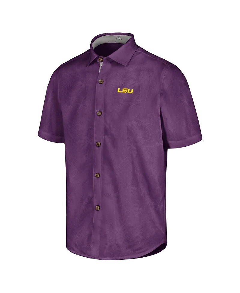 Tommy Bahama Men's Purple Lsu Tigers Sport Coconut Point Palm Vista IslandZone Button-Up Shirt