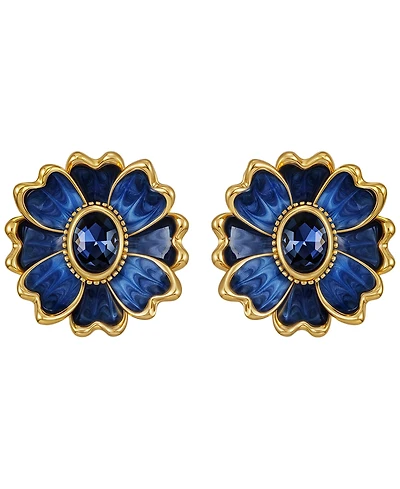 Guess Epoxy Stones Gold-Tone Floral Clip-On Earrings