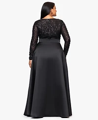 Xscape Plus Size Sequin Detail Crewneck Maxi Dress