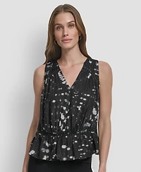 Dkny Women's Crinkle Detail Peplum Pull On Top