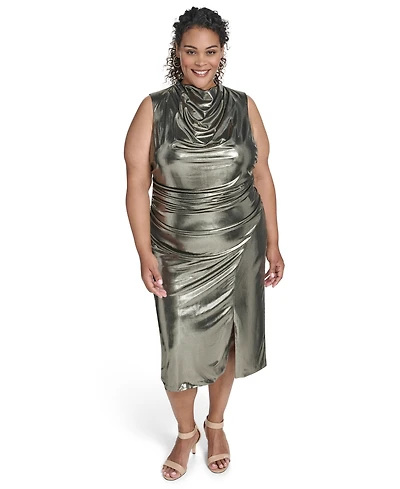 Vince Camuto Plus Size Cowl Neck Side Ruched Dress