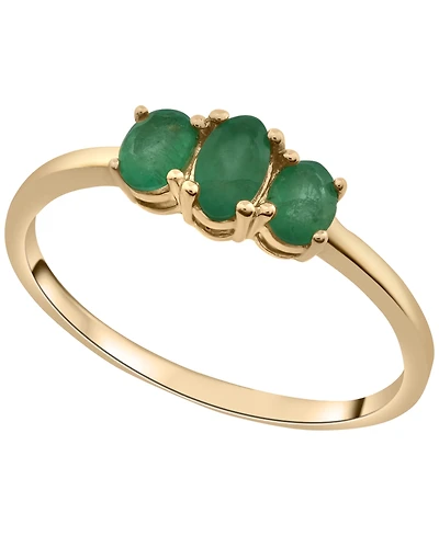 Macy's Three Oval Emerald (1/2 ct. t.w.) Ring in 14K Gold-Plated Over Sterling Silver