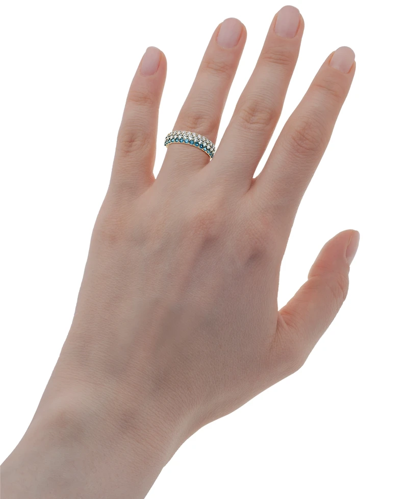 Macy's White Topaz (1/2 ct. t.w.), Sky Blue Topaz (5/8 ct. t.w.) and London Blue Topaz (1/2 ct. t.w.) Multi Row Ring in 14K Gold-Plated Over Sterling