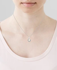Macy's Pear Shape Opal Pendant with Chain (1 ct. t.w.) and Diamond (1/10 ct. t.w.) in 10k White Gold