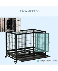 PawHut 36" Heavy Duty Dog Crate, Indestructible Dog Cage Kennel,
