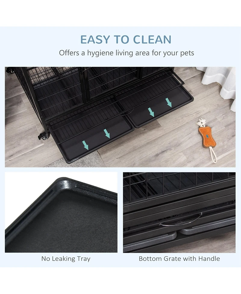 PawHut 43" Heavy Duty Dog Crate, Indestructible Dog Cage Kennel,