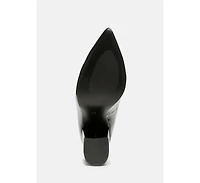 Kamira Patent Faux Leather Block Heel Pumps