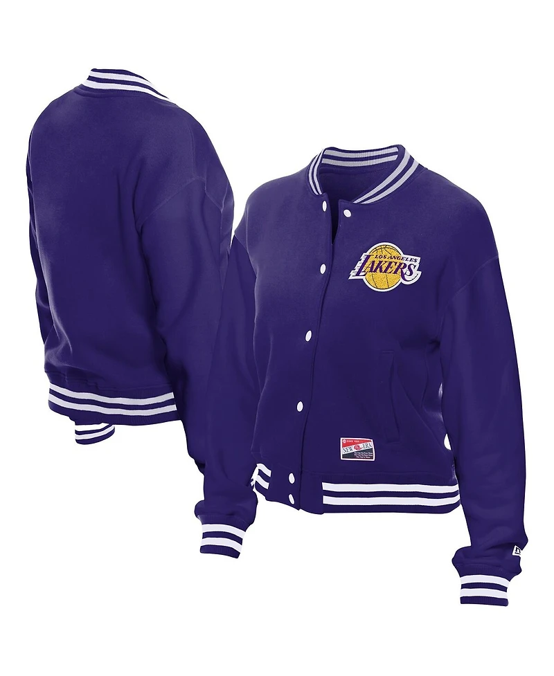 New Era Women's Purple Los Angeles Lakers Throwback Full-Snap Jacket