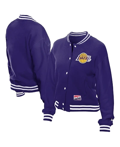 New Era Women's Purple Los Angeles Lakers Throwback Full-Snap Jacket