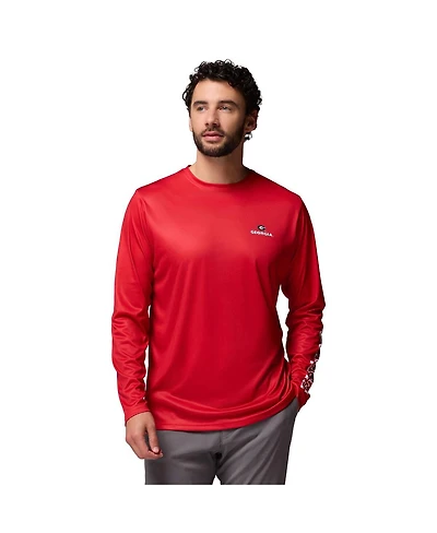 Columbia Men's Red Georgia Bulldogs Phg Terminal Shot Long Sleeve T-Shirt