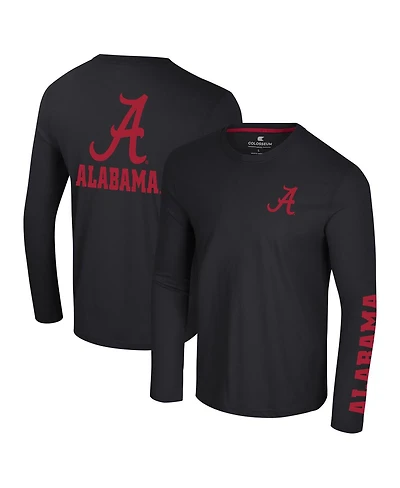 Colosseum Men's Black Alabama Crimson Tide Logo Lockup 3-Hit Active Blend Long Sleeve T-Shirt