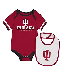 Colosseum Baby Boys and Girls Crimson Indiana Hoosiers Bodysuit with Bib Set