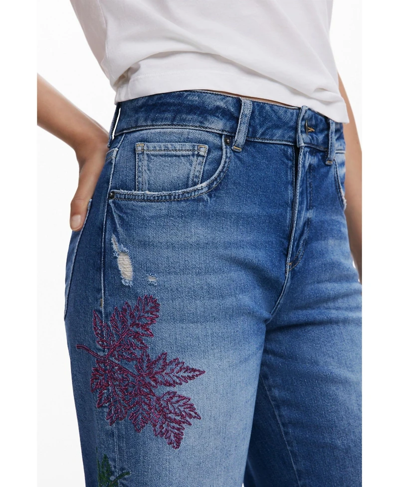 Desigual Women's Embroidered culotte jeans