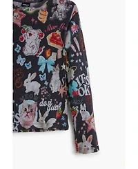 Desigual Girls Girls's Long-sleeve cat T-shirt
