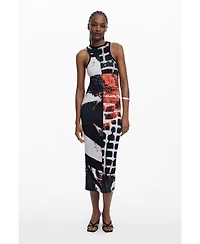 Desigual Women's Fitted midi dress face