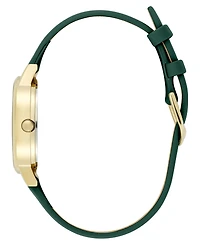 Olivia Burton Women's Illustrated Floral Green Calfskin Leather Strap Watch, 30mm