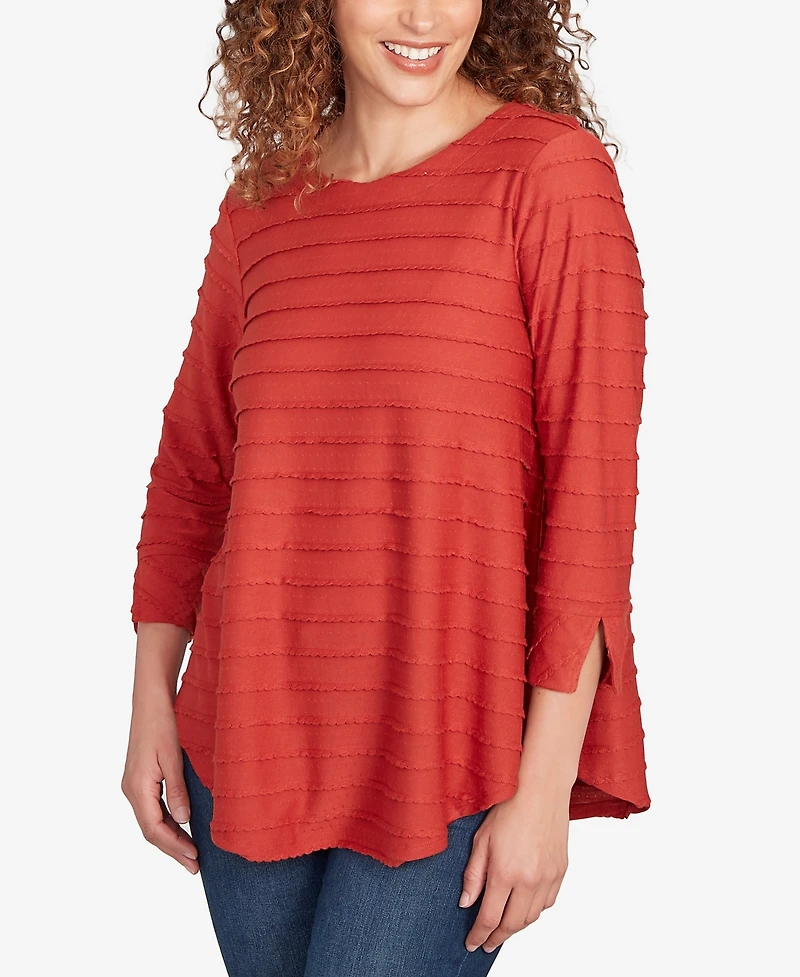 Ruby Rd. Petite Scalloped Jacquard Knit Top