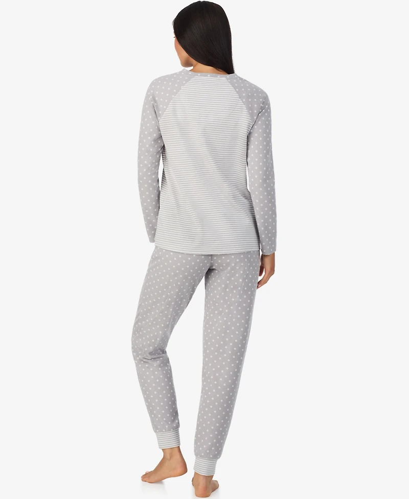 Cuddl Duds Women's 2-Piece Brushed Waffle Long Sleeve Jogger Pajama Set