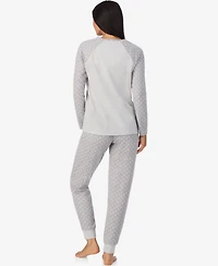 Cuddl Duds Women's 2-Piece Brushed Waffle Long Sleeve Jogger Pajama Set