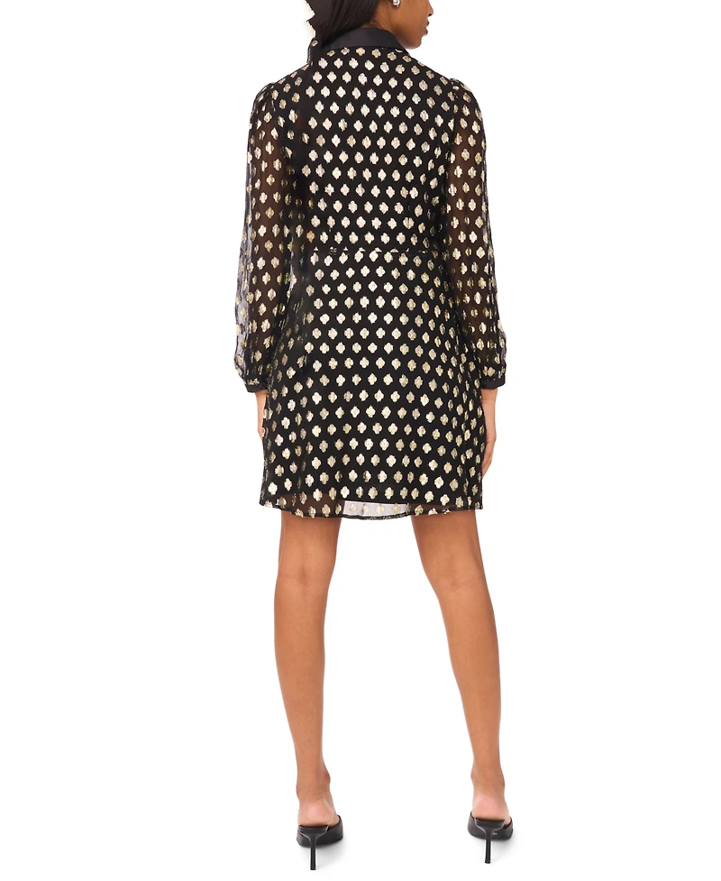 Msk Petite Collar Neck Long Sleeve Shirt Dress