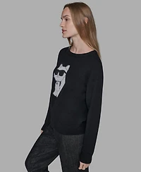 Karl Lagerfeld Paris Women's Cool Choupette Crewneck Sweater