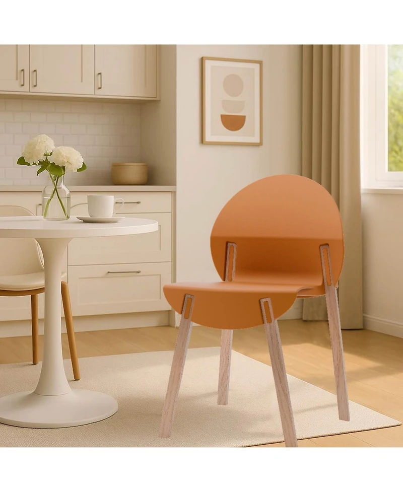 Streamdale Furniture Tropical Orange Chairs - Red Oak Legs, Dining Set (4-Pack)