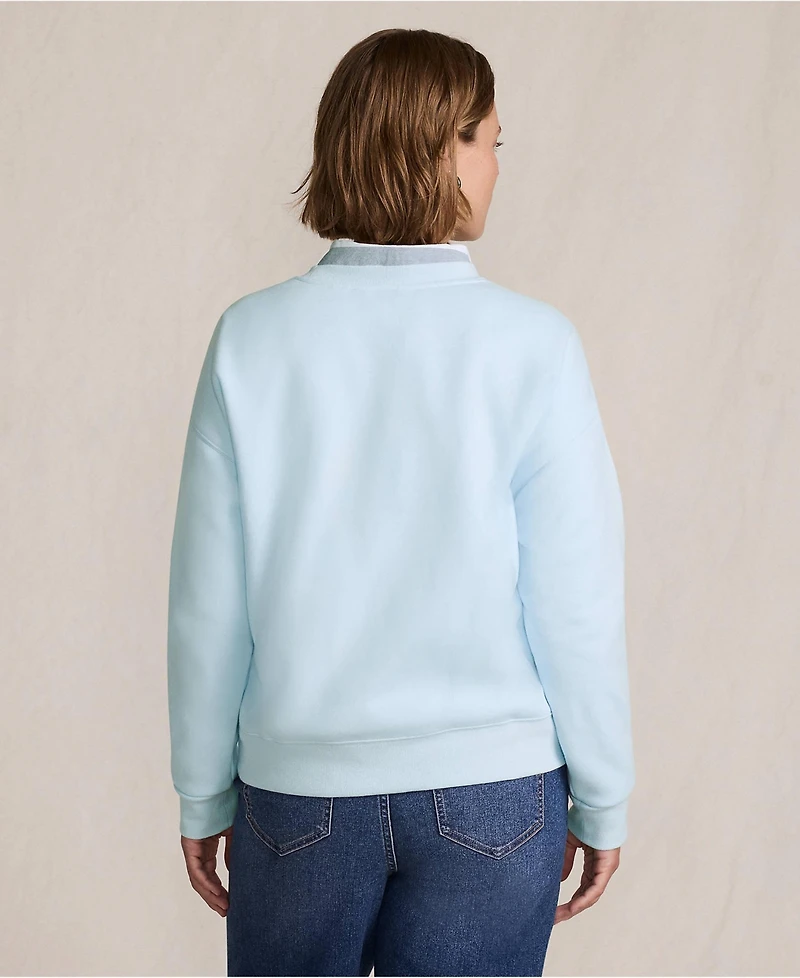 Lands' End Women's Plus Serious Sweats Oversized Long Sleeve Crew Neck Sweatshirt
