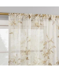 No. 918 Maeve Botanical Print Sheer Rod Pocket Curtain Panel