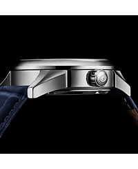 Stuhrling Vanguard 1019.02 Legacy Collection Dual Time Automatic Skeleton Watch 42mm Stainless Steel Blue Dial Leather Strap