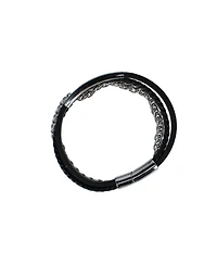 Trafalgar Loose Fit Zaid Metal and Leather Triple Strand Secure Clasp Bracelet