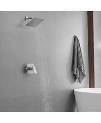 Greenspring Single-Handle 1-Spray Square Shower Faucet System with 10 in. Rainfall Head Brushed Nickel (Valve Included)