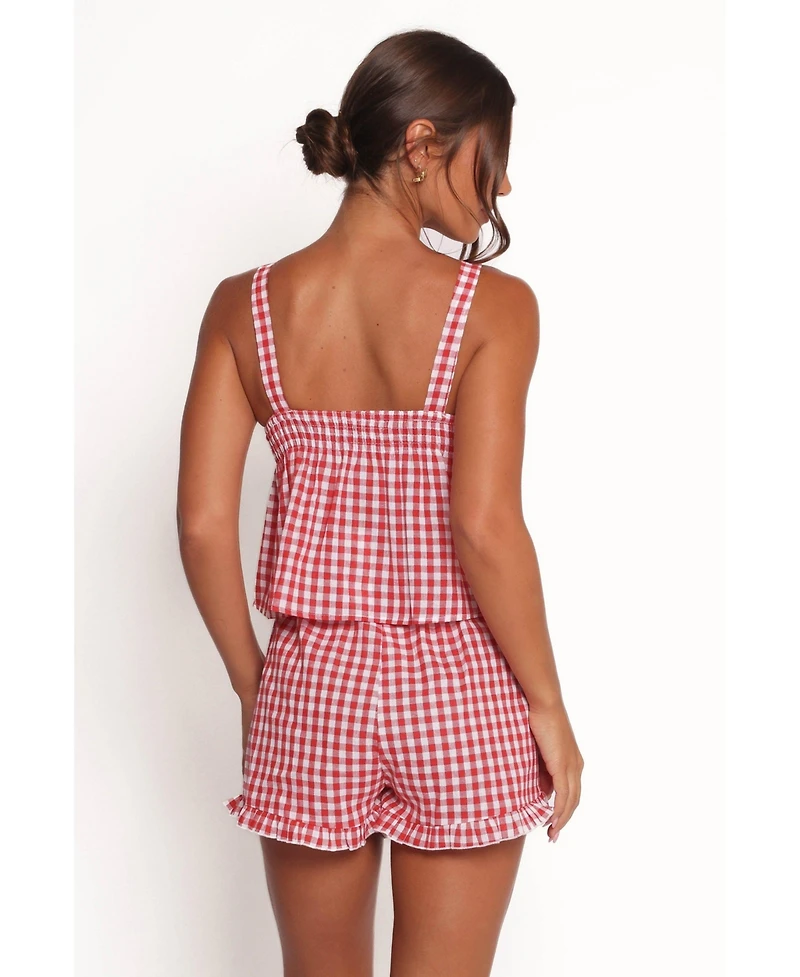 Petal and Pup Women's Isidore Gingham Short Set - Red
