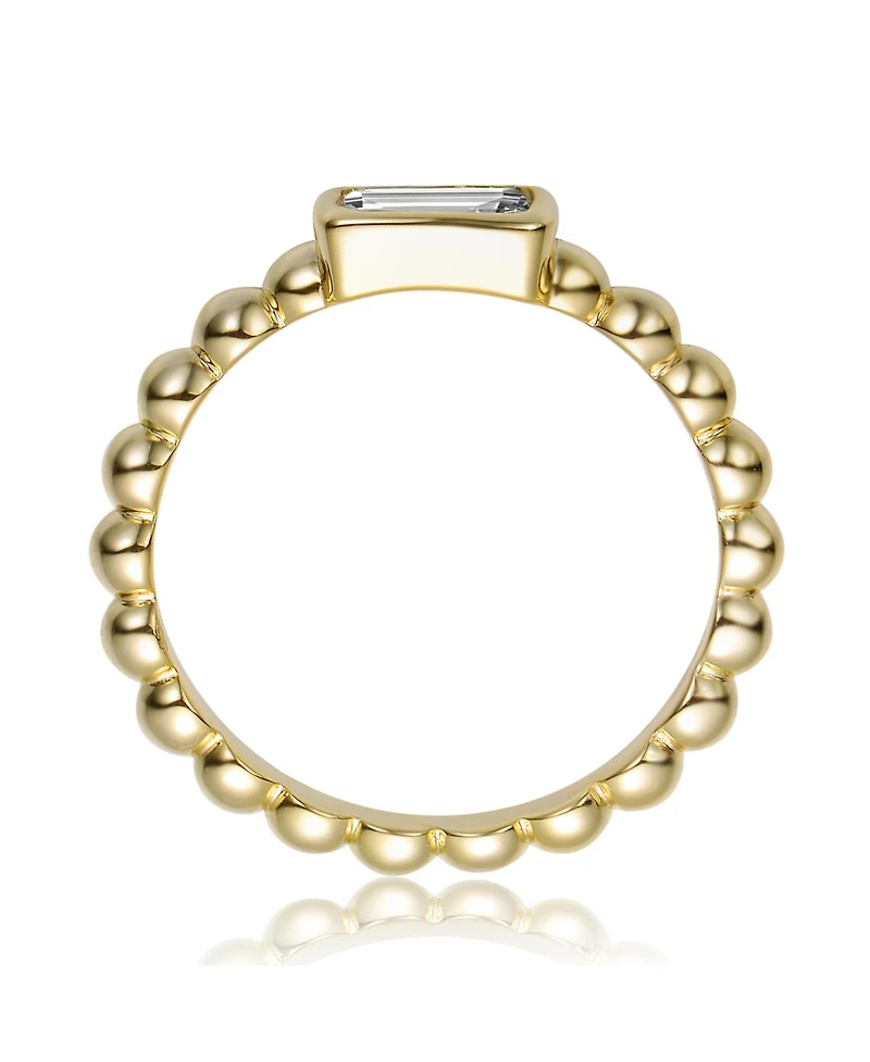 Rachel Glauber 14K Gold Plated with Clear Cubic Zirconia Statement Ring