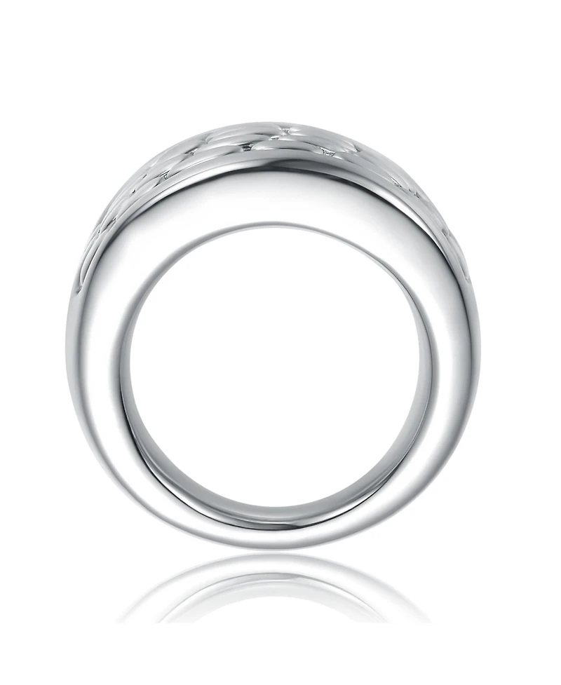 Genevive Sterling Silver Textured Pattern Ring