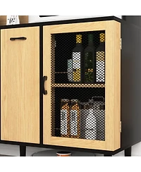 Casainc Buffet Sideboard Cabinet with Storage Door, Power Outlet and Wine Rack