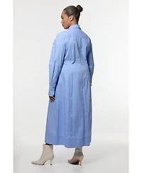 Karen Millen Women's Rosette Woven Shirt Maxi Dress