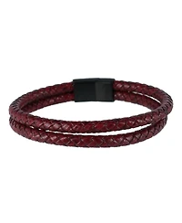 Trafalgar Caleb's Crimson Braided Leather Secure Clasp Bracelet