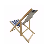 Slickblue Populus Wood Folding Sling Chair with Broad Stripe Fabric for Outdoor Lounging