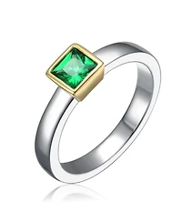 Rachel Glauber Two Tone with Colored Cubic Zirconia Ring