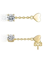 Rachel Glauber 14K Gold Plated with Clear Cubic Zirconia Heart Design Drop Earrings