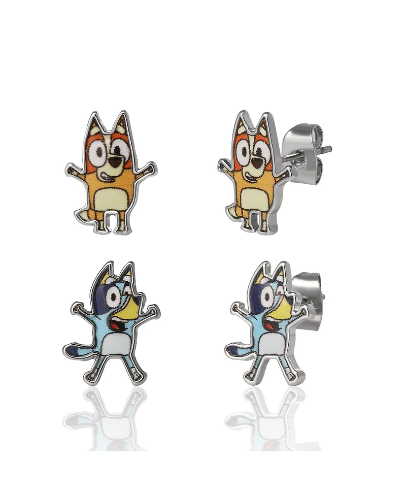 Bluey 4-Pack Stud Earrings Set - Character Jewelry Gift for Kids