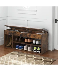 Gymax Shoe Bench Home Entryway Shoes Storage Bench w/ Padded Seat & Hidden Storage