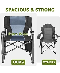 400lbs Extra Wide Folding Director s Chair with Cooler Bag & Side Table, Portable for Fishing, Patio, Tailgating